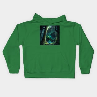 Misty Interior of Trollbark Forest, Green Temperate Rainforest DND Kids Hoodie